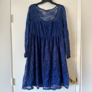 Sapphire Blue Long Sleeveeve Lace Torrid Dress